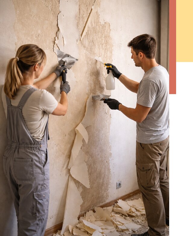 Снятие старых обоев в Карталах от 5476 руб. под ключ недорого | ОТДЕЛОЧНИК-Крт