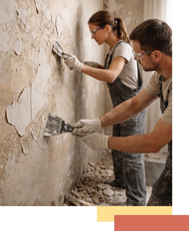 Снятие старой шпаклевки и подготовка поверхностей в Карталах