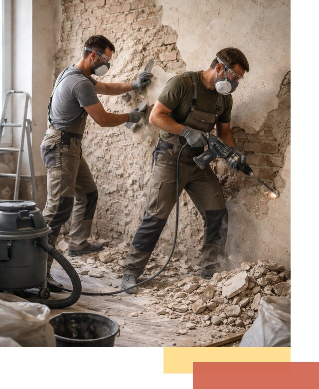 Демонтаж штукатурки со стен в Карталах быстро и аккуратно