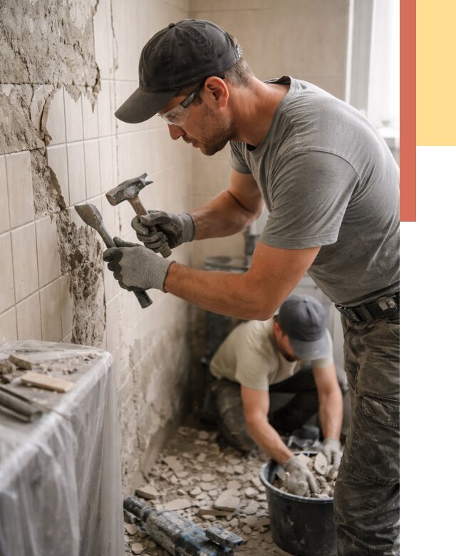 Демонтаж плитки со стен в Карталах от 887 руб. — быстро и недорого | ОТДЕЛОЧНИК-Крт