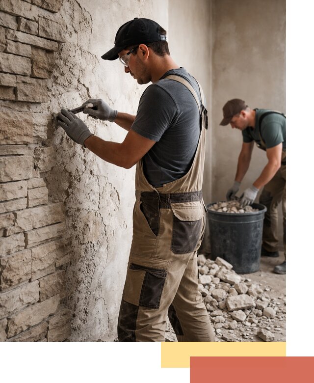 Демонтаж декоративного камня в Карталах профессионально и безопасно