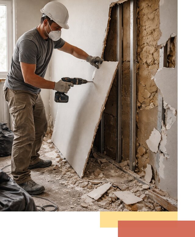 Демонтаж гипсокартона со стен в Карталах качественно и быстро