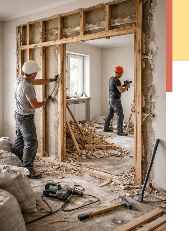 Демонтаж деревянных перегородок в Карталах от 3338 руб. — быстро и недорого | ОТДЕЛОЧНИК-Крт