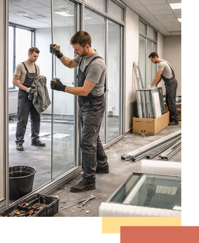 Демонтаж стеклянных перегородок в Карталах быстро и безопасно