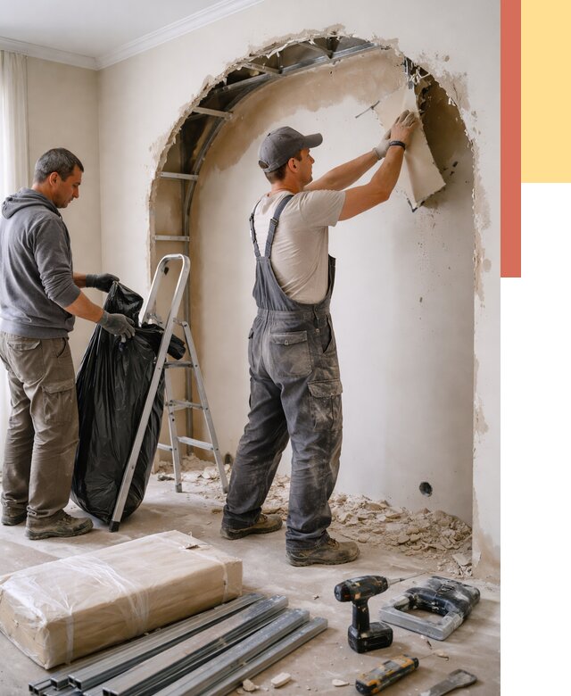 Демонтаж арки из гипсокартона в Карталах от 3651 руб. — услуги под ключ | ОТДЕЛОЧНИК-Крт