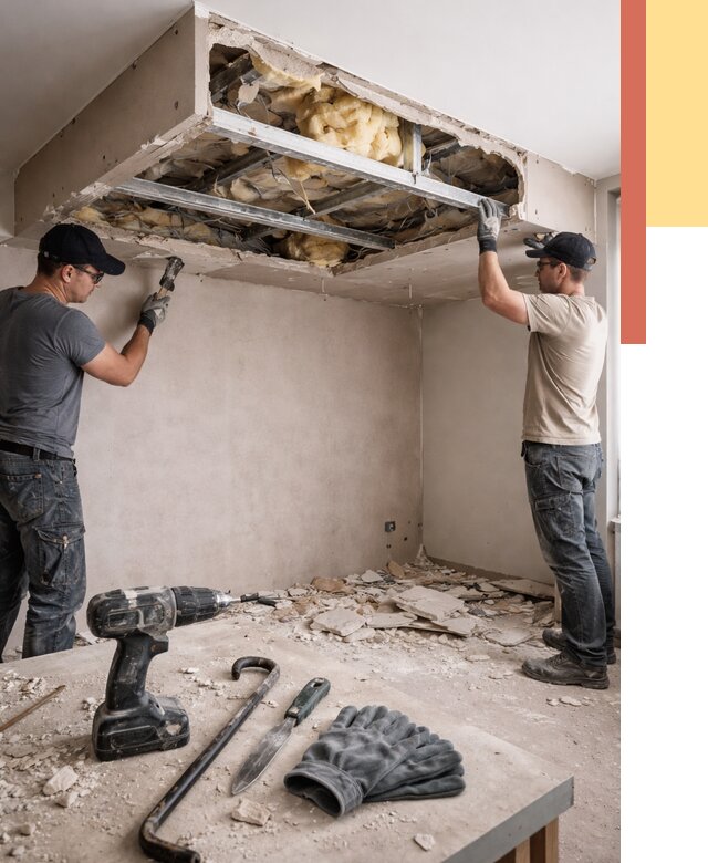 Демонтаж короба из гипсокартона в Карталах от 1586 руб. — быстро и недорого | ОТДЕЛОЧНИК-Крт