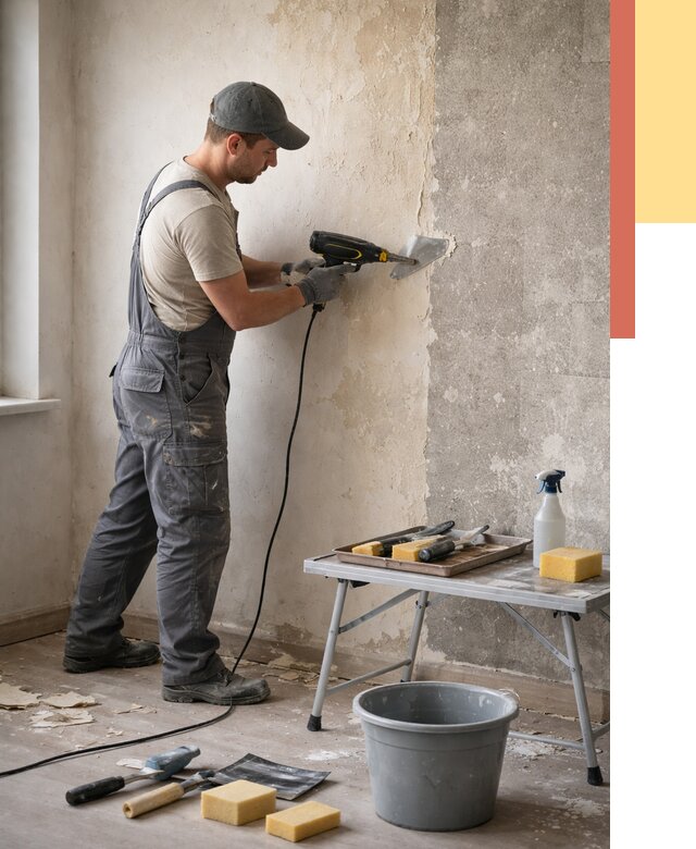 Очистка стен от клея в Карталах от 1930 руб. — снятие и удаление клея со стен | ОТДЕЛОЧНИК-Крт