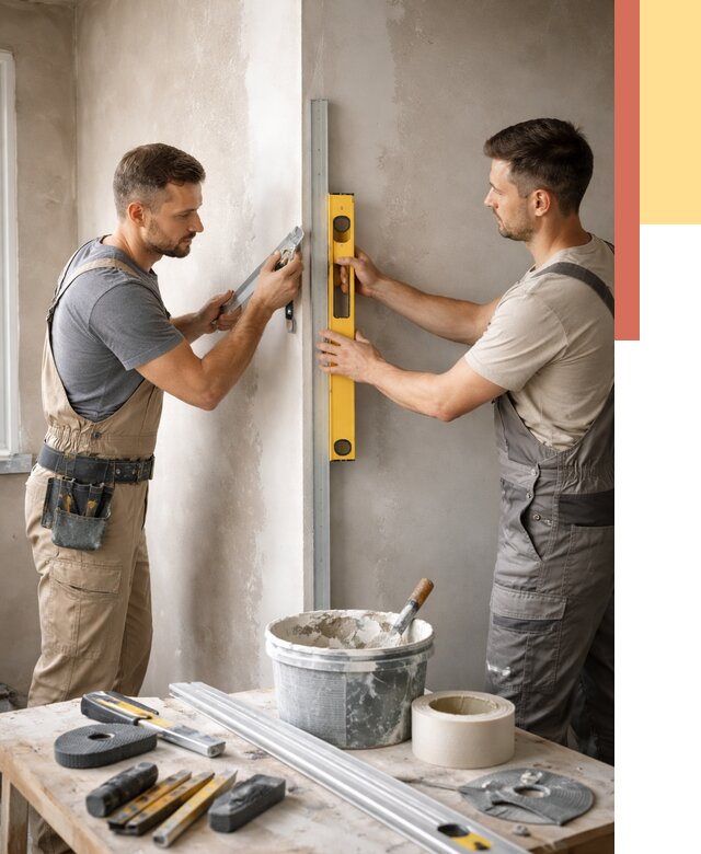 Выведение углов стен в Карталах от 1930 руб. быстро и недорого | ОТДЕЛОЧНИК-Крт