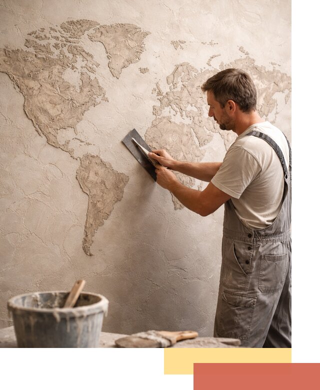 Декоративная штукатурка «Карта мира» под ключ в Карталах