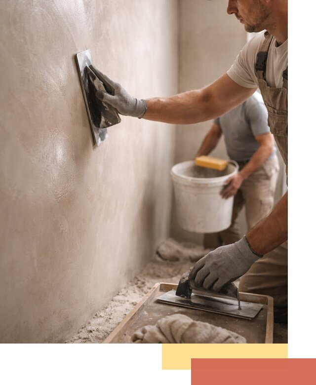 Нанесение марокканской штукатурки таделакт в Карталах