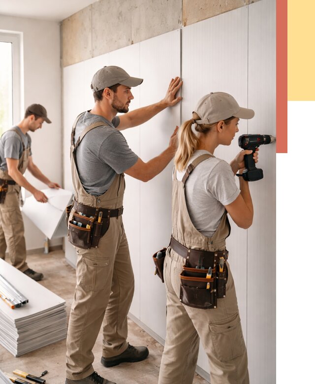 Монтаж ПВХ панелей на стены в Карталах от 469 руб/м2 — быстро и недорого | ОТДЕЛОЧНИК-Крт