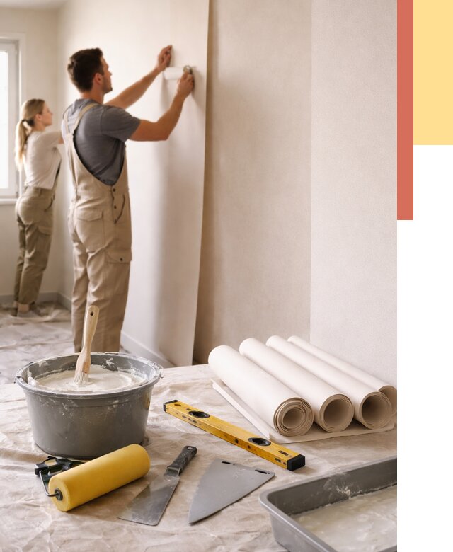 Поклейка бумажных обоев в Карталах от 5737 руб./м2 — быстро и недорого | ОТДЕЛОЧНИК-Крт