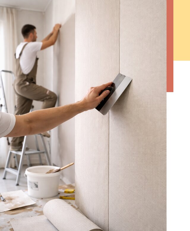 Поклейка текстильных обоев в Карталах от 4694 руб. под ключ | ОТДЕЛОЧНИК-Крт