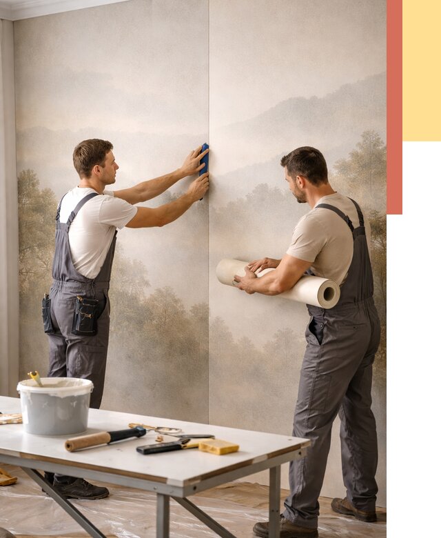 Поклейка фотообоев в Карталах от 8866 руб/м² — быстро и недорого | ОТДЕЛОЧНИК-Крт