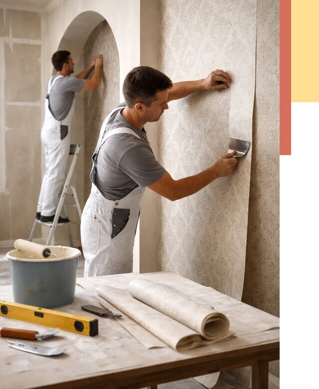 Поклейка обоев на сложные стены в Карталах от 2921 руб. под ключ | ОТДЕЛОЧНИК-Крт