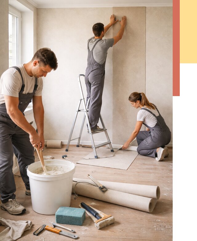 Оклейка стен обоями в Карталах от 3651 руб/м2 — быстро и недорого | ОТДЕЛОЧНИК-Крт