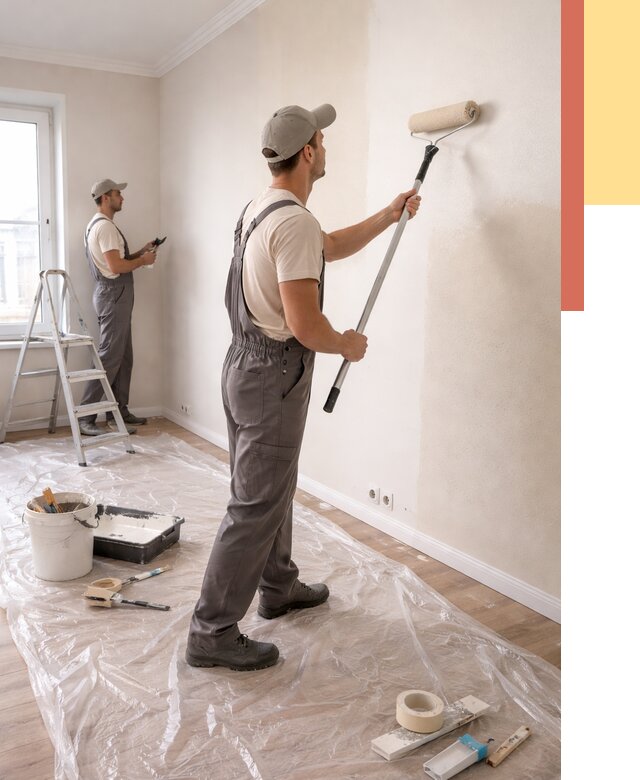 Покраска стен акриловой краской в Карталах от 3651 руб./м² — быстро и недорого | ОТДЕЛОЧНИК-Крт