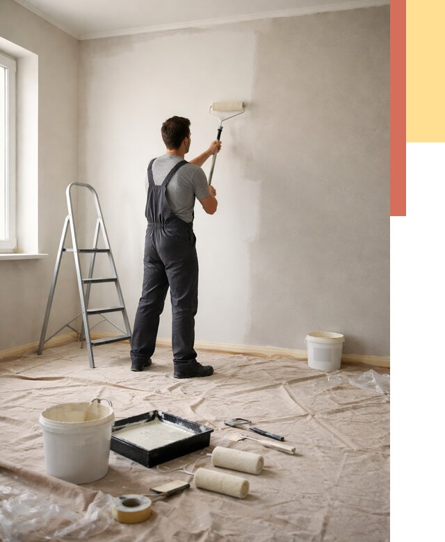 Покраска стен моющейся краской в Карталах от 365 руб./м² — быстро и недорого | ОТДЕЛОЧНИК-Крт