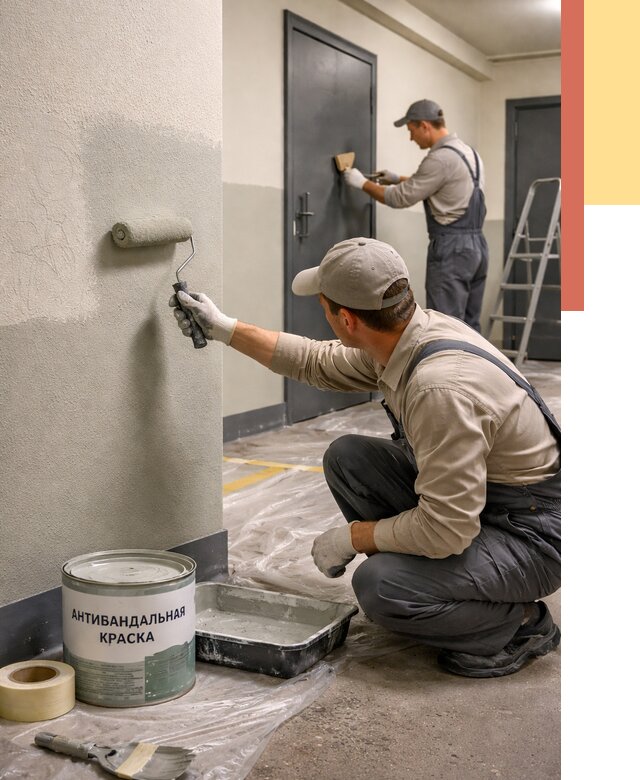 Покраска стен антивандальной краской в Карталах от 4694 руб./м² под ключ | ОТДЕЛОЧНИК-Крт