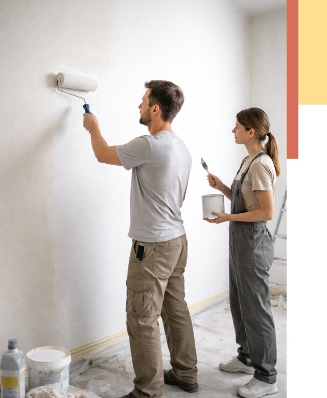 Окраска стен по стеклохолсту в Карталах от 4694 руб/м² под ключ | ОТДЕЛОЧНИК-Крт