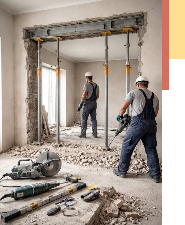 Прорезка проема в стене в Карталах от 4694 руб. — быстро и недорого | ОТДЕЛОЧНИК-Крт