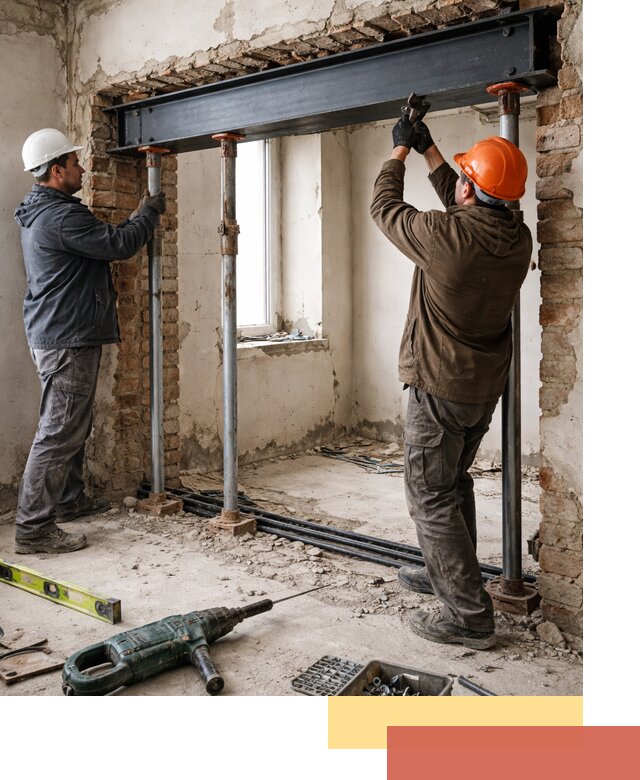 Усиление проема в стене в Карталах для расширения и безопасности