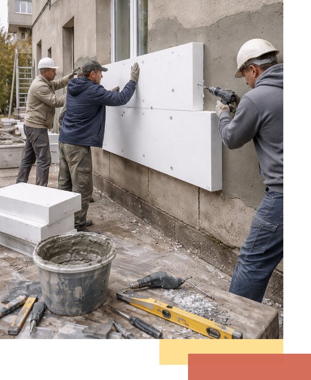 Утепление наружных стен пенопластом в Карталах