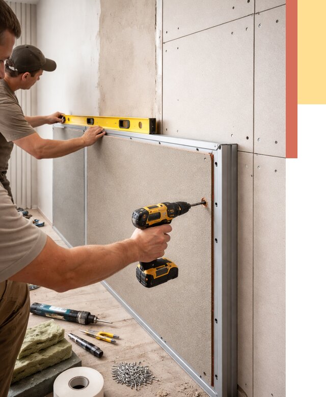 Шумоизоляция стен панелями ЗИПС в Карталах от 2295 руб./м² под ключ | ОТДЕЛОЧНИК-Крт