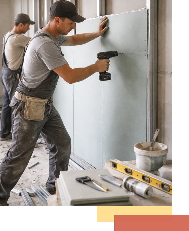 Кладка влагостойких перегородок ПГП в Карталах