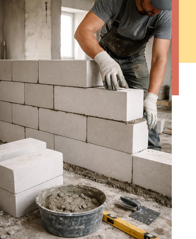 Кладка перегородок из силикатного блока в Карталах от 4172 руб. под ключ | ОТДЕЛОЧНИК-Крт