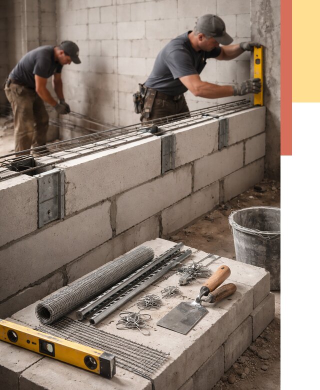 Армирование кладки перегородок в Карталах от 782 руб. под ключ | ОТДЕЛОЧНИК-Крт