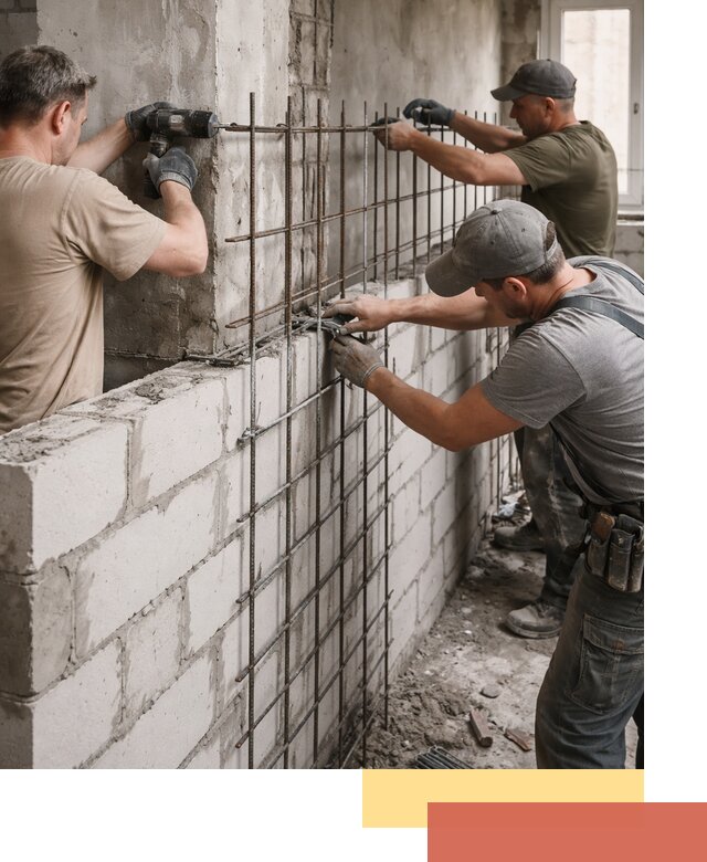 Армирование кладки перегородок в Карталах профессионально и надёжно