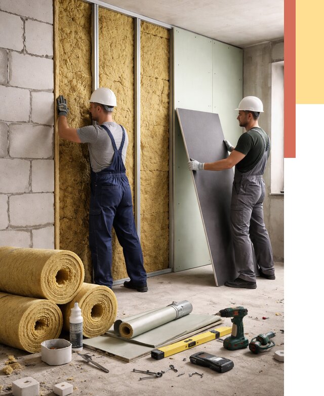 Шумоизоляция перегородок из блоков в Карталах от 1930 руб./м² — быстро и недорого | ОТДЕЛОЧНИК-Крт