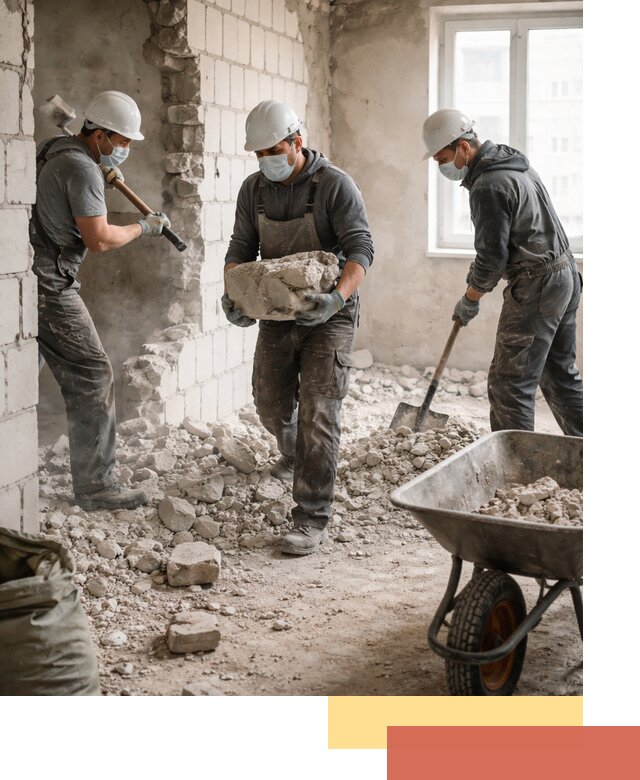 Демонтаж блочных перегородок в Карталах быстро и аккуратно