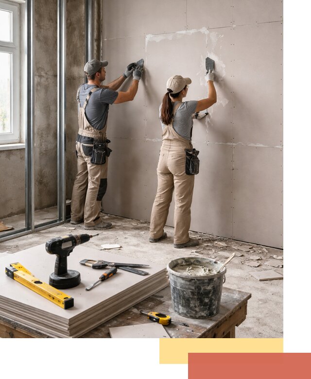 Монтаж двухслойной перегородки из гипсокартона в Карталах