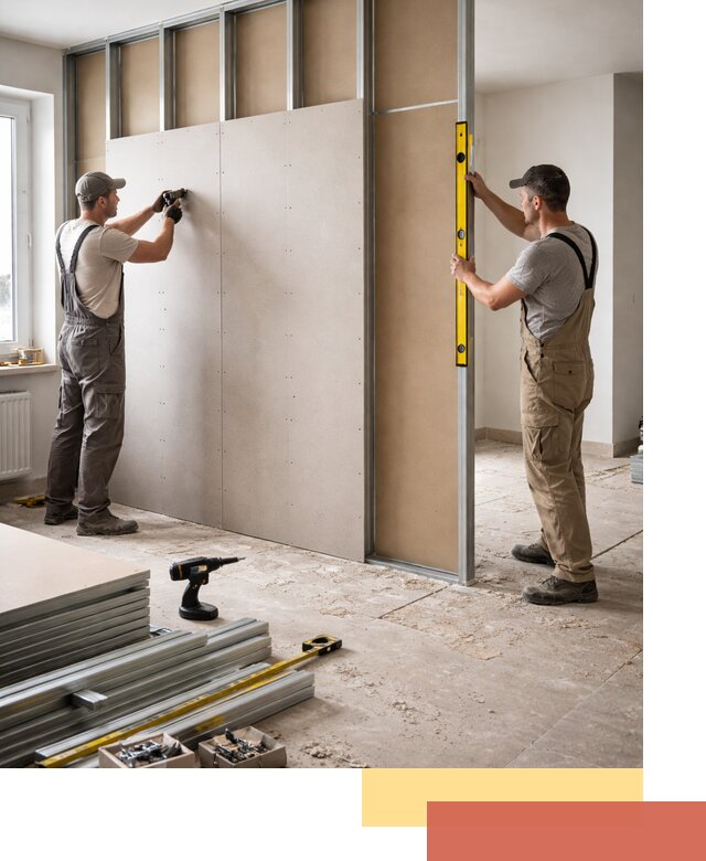 Зонирующая перегородка из гипсокартона под ключ в Карталах