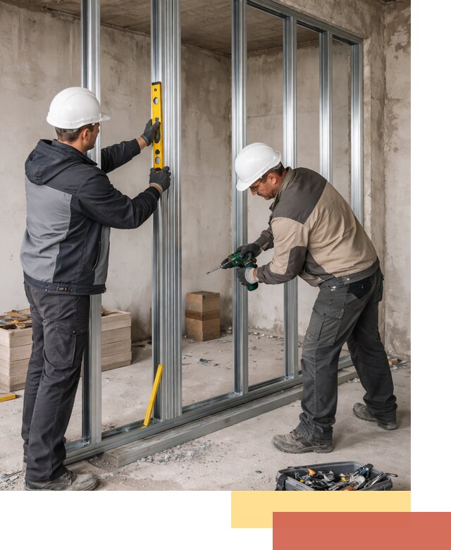 Монтаж каркаса перегородки из профиля в Карталах