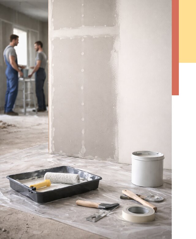 Покраска перегородок из гипсокартона в Карталах от 4694 руб. под ключ | ОТДЕЛОЧНИК-Крт