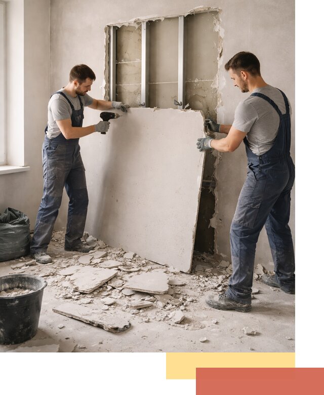 Демонтаж перегородки из гипсокартона в Карталах быстрый и аккуратный