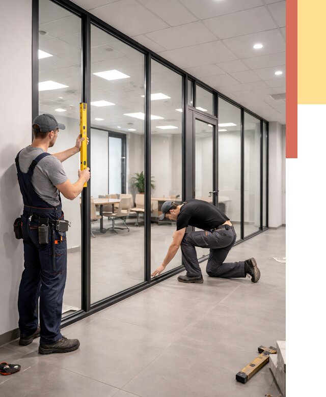 Каркасные стеклянные перегородки в Карталах под ключ от 9597 руб. | ОТДЕЛОЧНИК-Крт