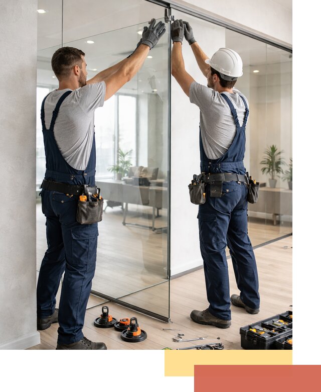 Безрамные стеклянные перегородки под ключ в Карталах