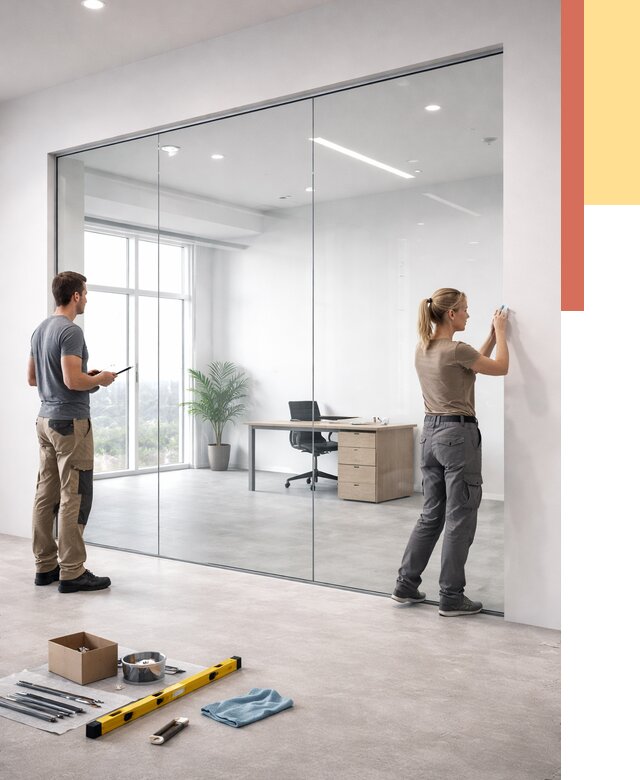 Перегородки из закаленного стекла в Карталах от 9909 руб. под ключ | ОТДЕЛОЧНИК-Крт