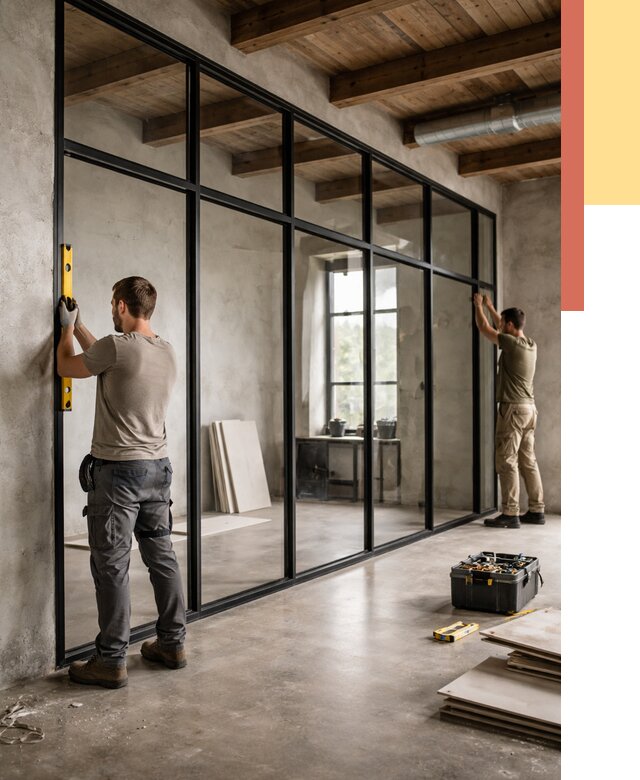 Стеклянные перегородки лофт в Карталах от 10953 руб. под ключ | ОТДЕЛОЧНИК-Крт