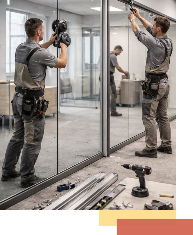 Стеклянные офисные перегородки под ключ в Карталах