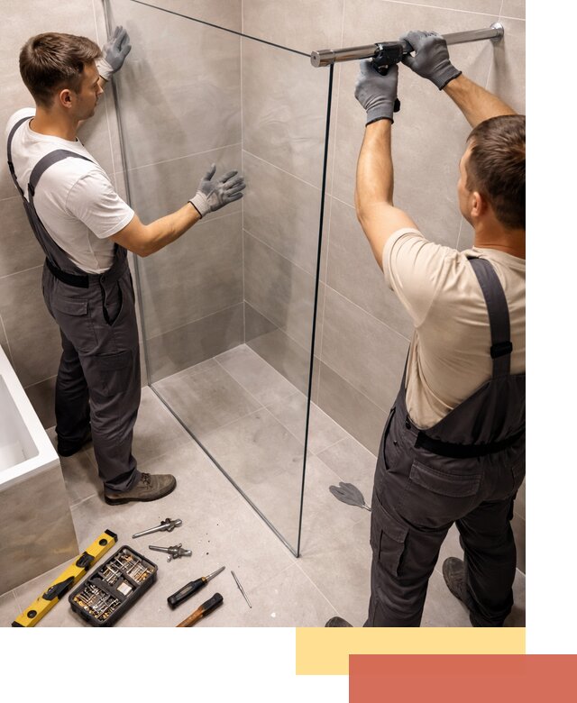 Стеклянные перегородки для душа в Карталах — изготовление и монтаж