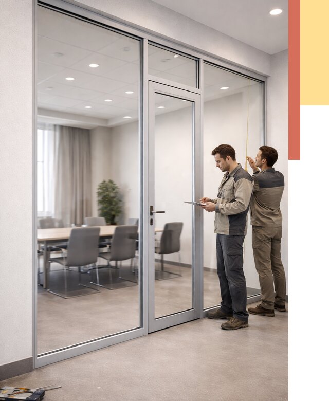 Установка и монтаж алюминиевых перегородок со стеклом в Карталах от 8553 руб. | ОТДЕЛОЧНИК-Крт