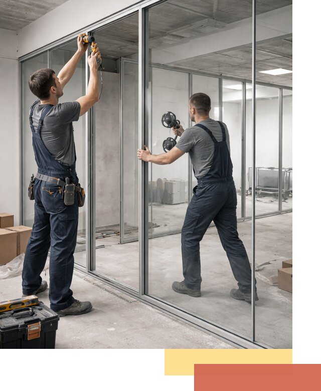 Алюминиевые перегородки со стеклом в Карталах — изготовление и монтаж