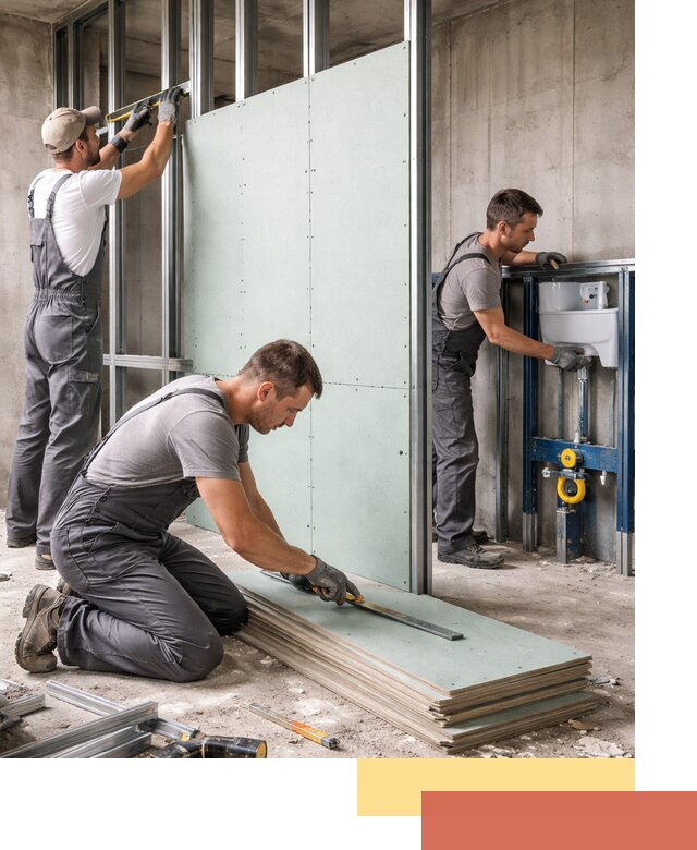 Монтаж и ремонт сантехнических перегородок в Карталах