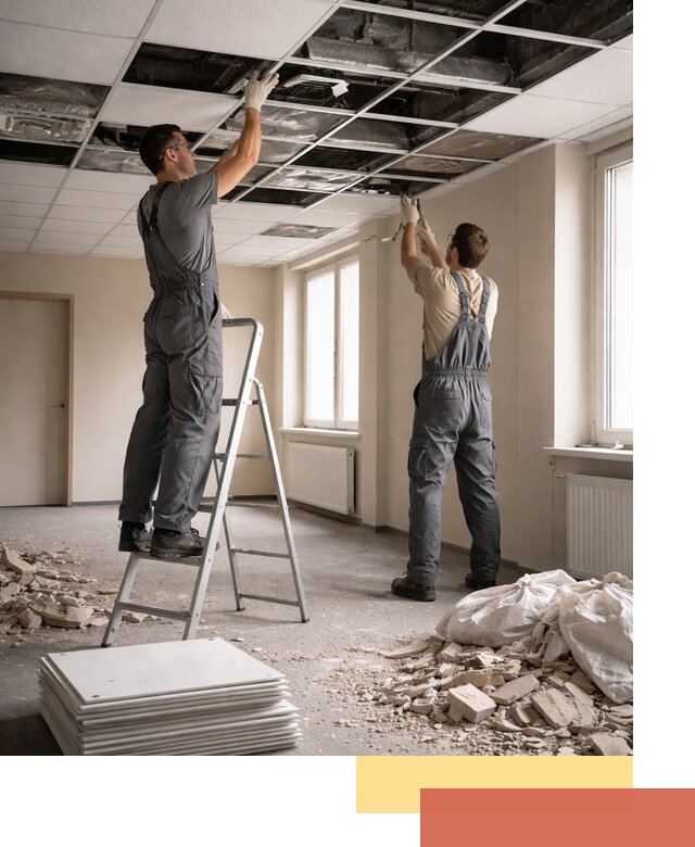 Демонтаж потолков Армстронг профессионально в Карталах