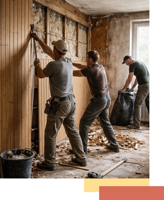 Демонтаж вагонки и вывоз материалов в Карталах